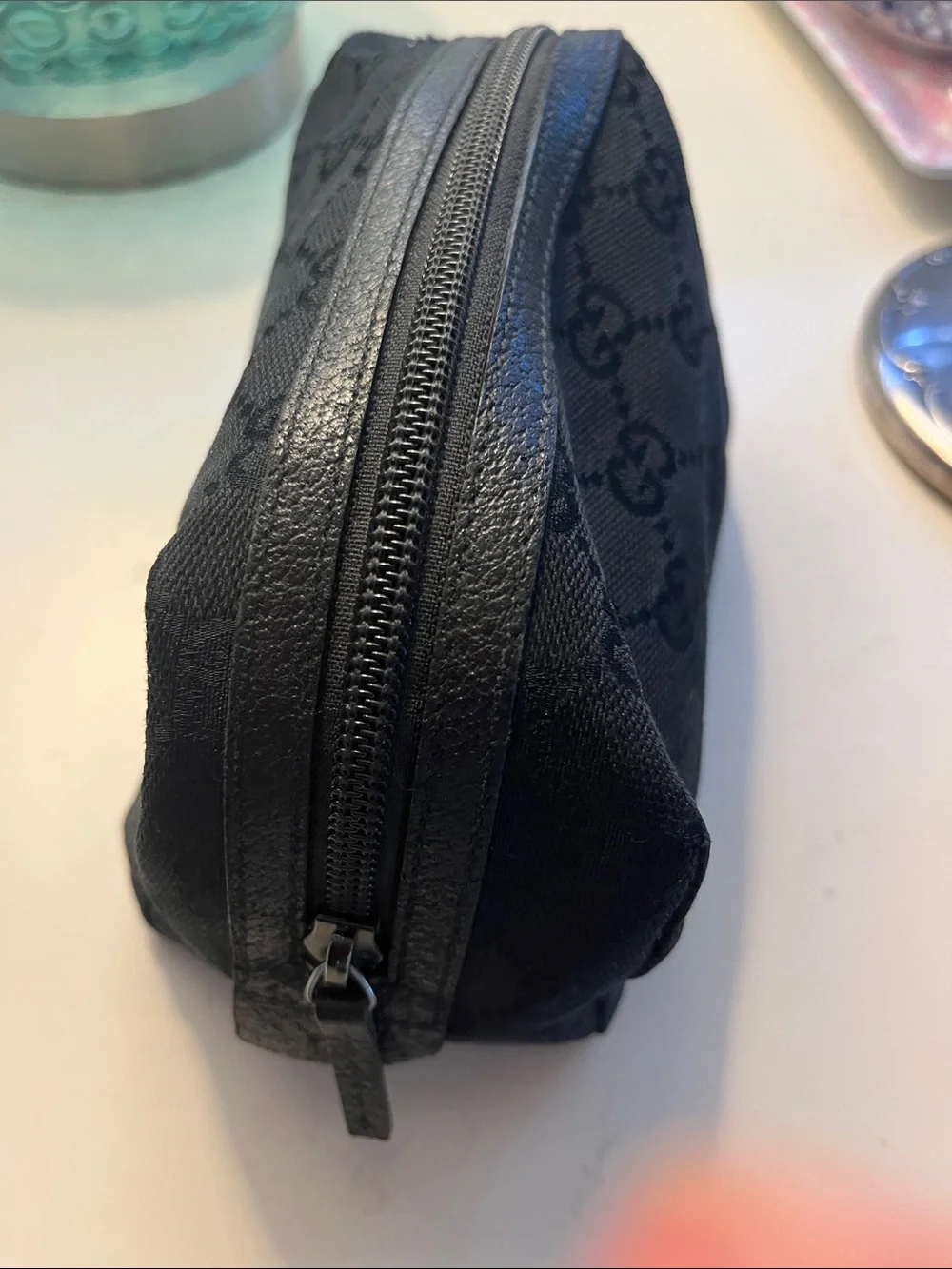 Vintage Gucci cloth cosmetic bag and Saks Fifth Ave  shopping bag